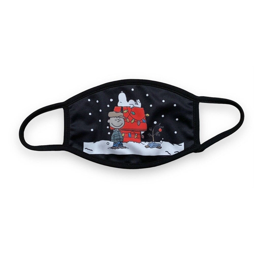 Snow Snoopy Christmas Black Face Mask
